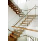 Cầu thang vách kính tay vịn gỗ CTK - G003